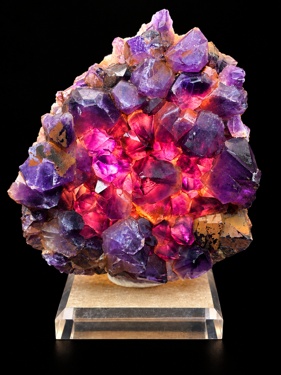 Alien Amethyst Cluster — Rajasthan, India | Cabinet Specimen on Acrylic Base