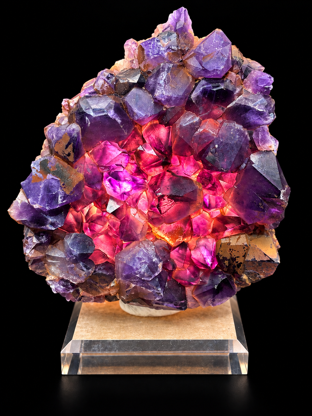 Alien Amethyst Cluster — Rajasthan, India | Cabinet Specimen on Acrylic Base